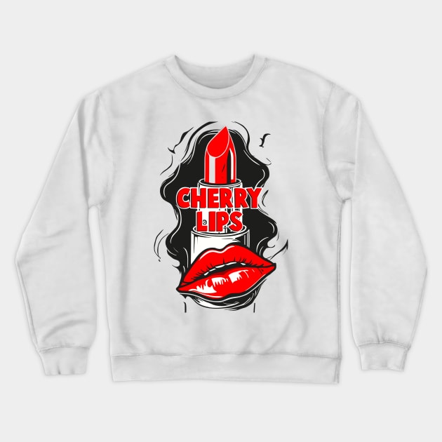 Cherry Lips Lipstick Design Crewneck Sweatshirt by Casually Fashion Store